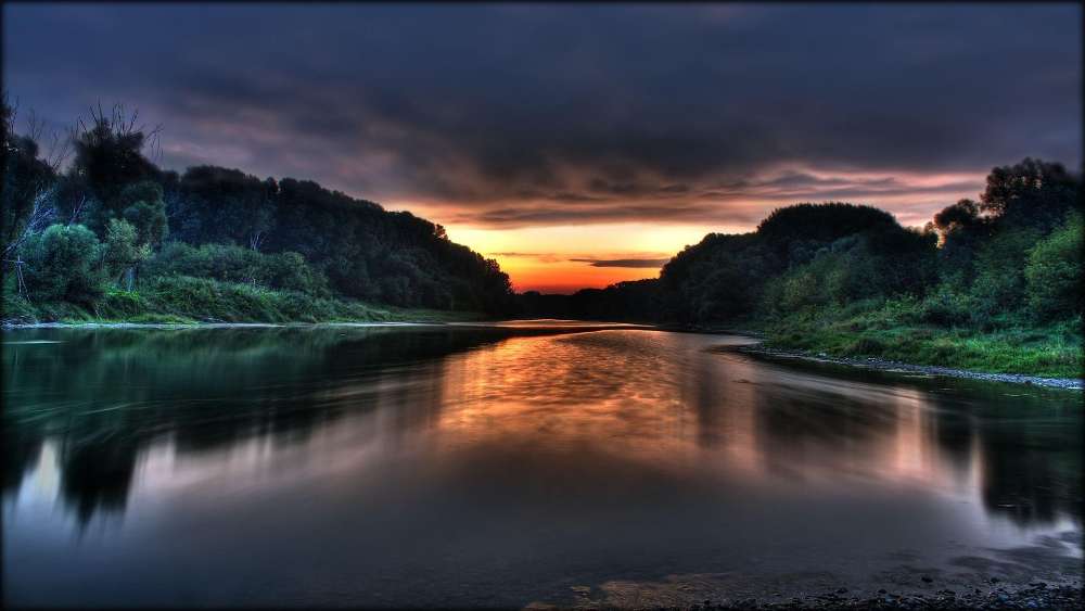 Serene River at Sunset wallpaper