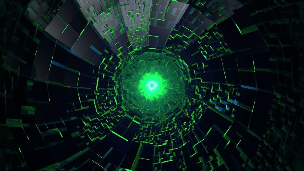 Emerald Vortex of Digital Dimensions wallpaper