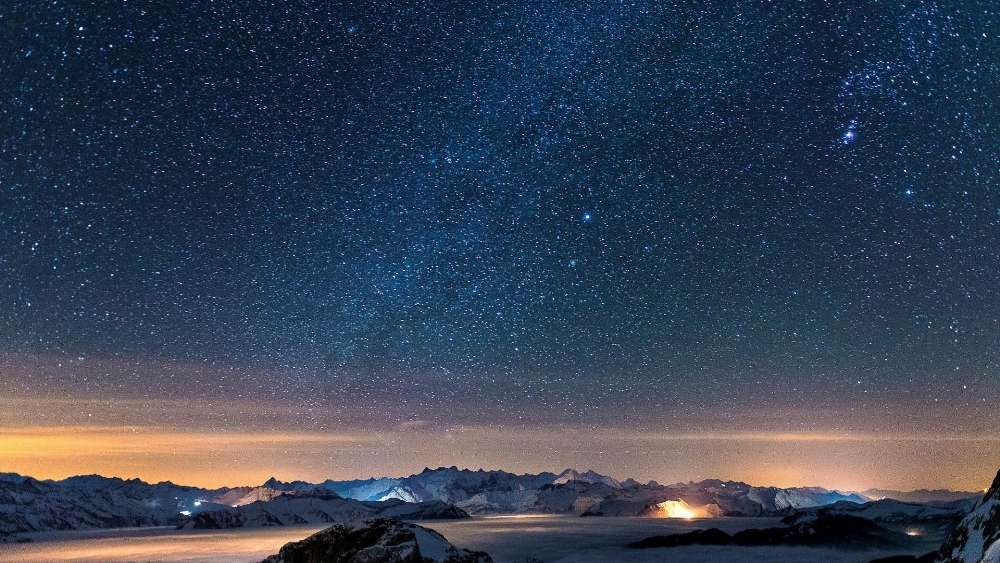 Starry Mountain Night Sky wallpaper