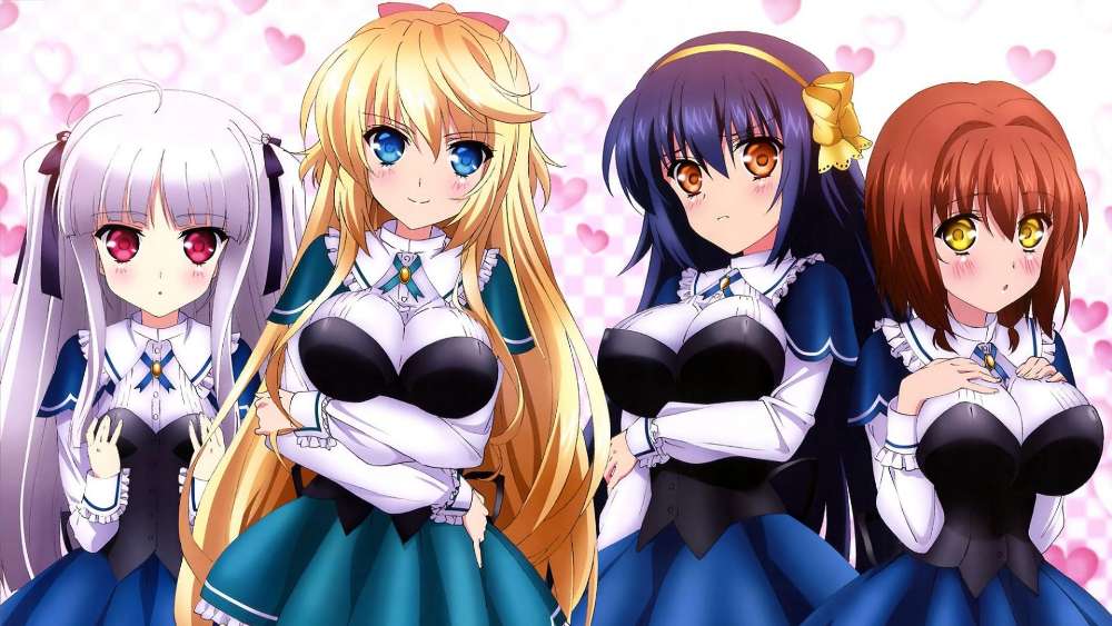 Quartet of Anime Schoolgirls wallpaper