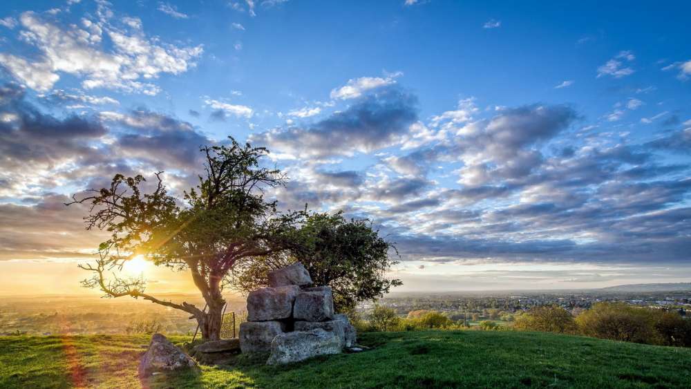 Golden Horizon Under a Cloud-Kissed Sky wallpaper