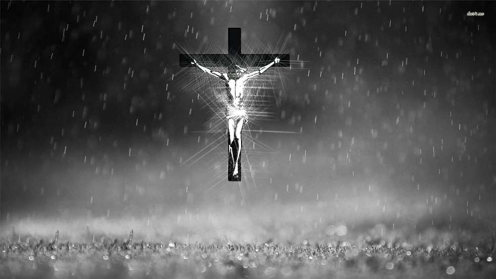 Cross in the Rainful Embrace of Light wallpaper