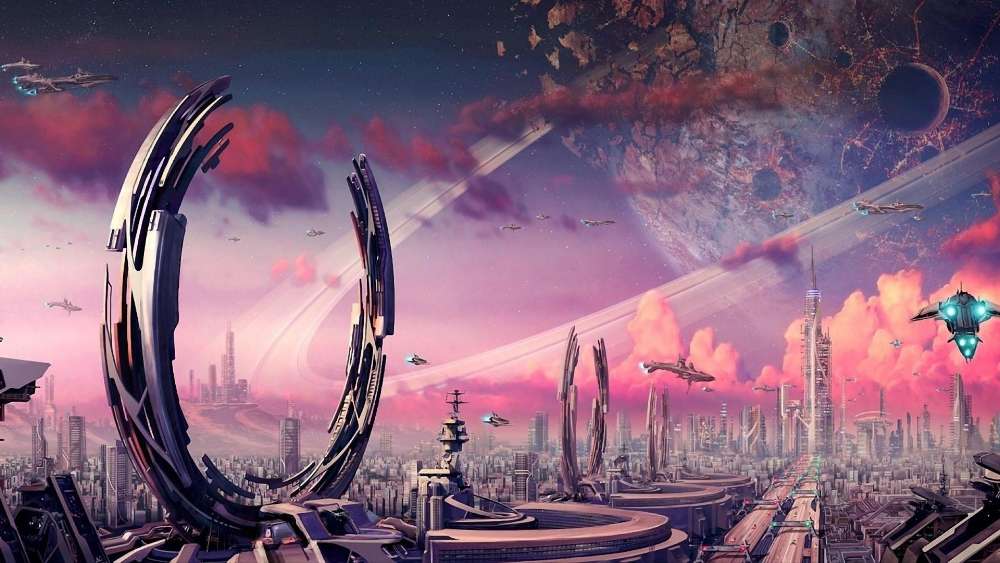 Futuristic Metropolis at Twilight wallpaper