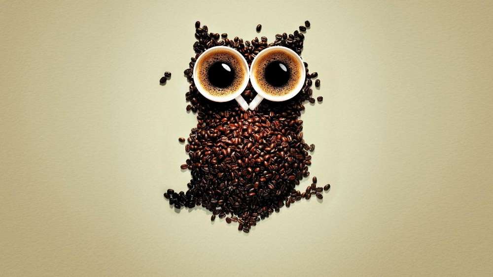Whimsical Coffee Owl Perch wallpaper