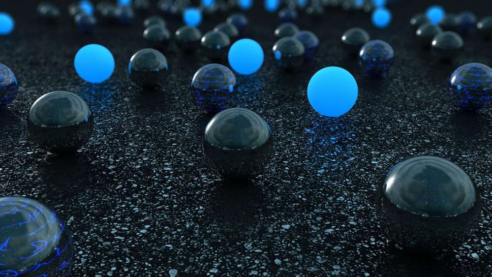 Midnight Spheres in Blue Illumination wallpaper