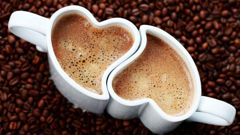 Love Brews in a Coffee Bean Heart wallpaper
