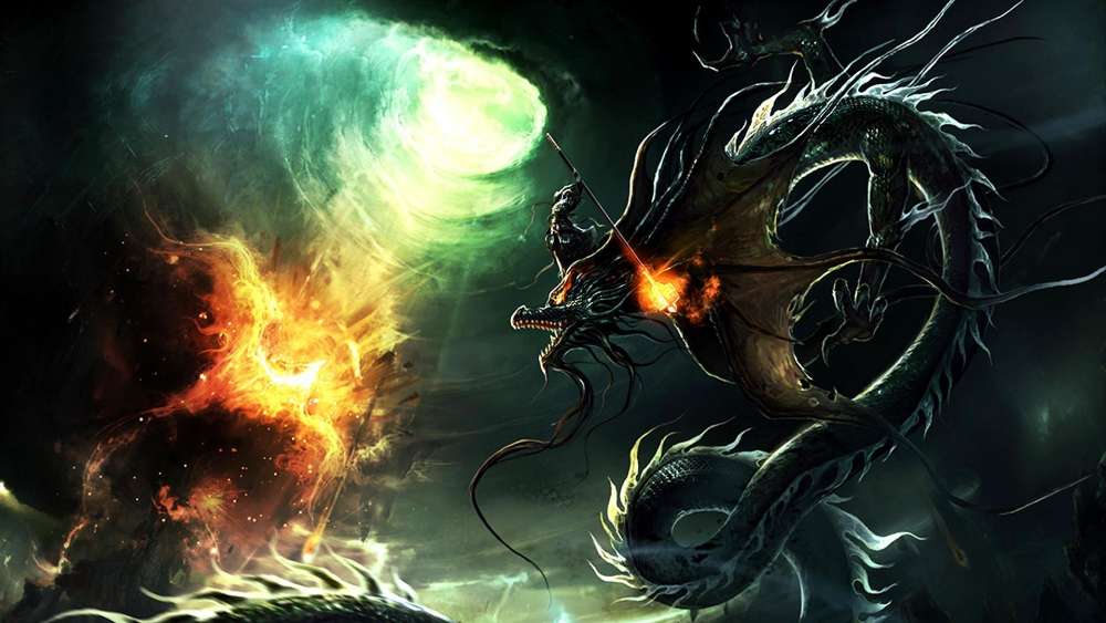 Epic Showdown of Dragon and Phoenix wallpaper