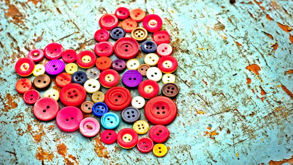 Colorful Buttons Crafting a Heart of Love wallpaper