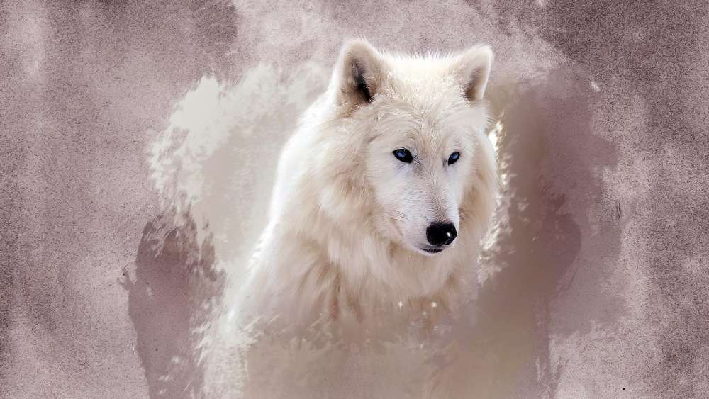 Majestic Arctic Wolf in Serene Landscape wallpaper