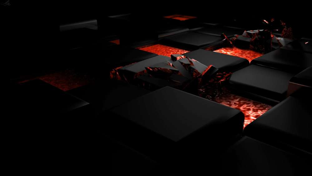 Abstract 3D Lava Blocks Chaos wallpaper