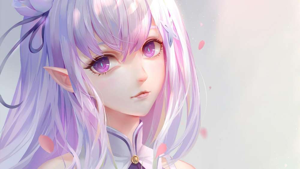Ethereal Anime Elf in Soft Pastels wallpaper