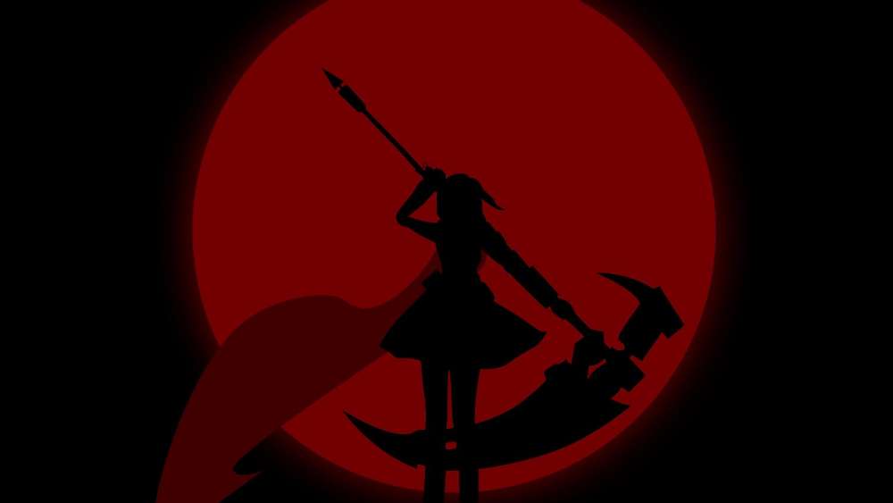 Silhouette of Ruby Rose in Red Moonlight wallpaper