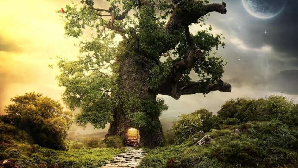 Mystical Tree Gateway to Other Worlds wallpaper
