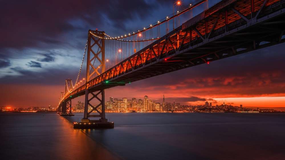 Twilight Embrace Over San Francisco Bay wallpaper