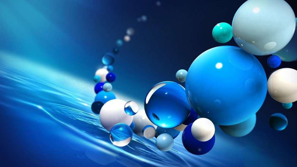 Bubbles of Serenity Submerged in Blue wallpaper