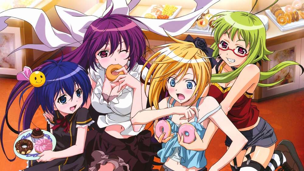 Colorful Anime Friends Enjoying a Sweet Treat wallpaper