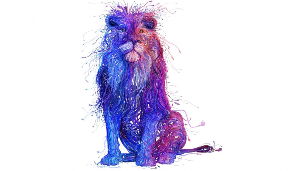 Electric Mane Abstract Lion Art wallpaper