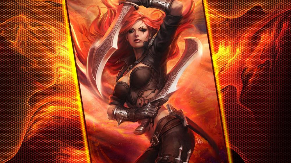 Flaming Warrior Fantasy Anime Art wallpaper