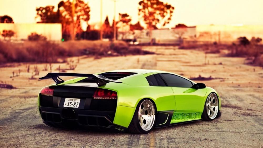 Vibrant Green Dream Car Wallpaper wallpaper