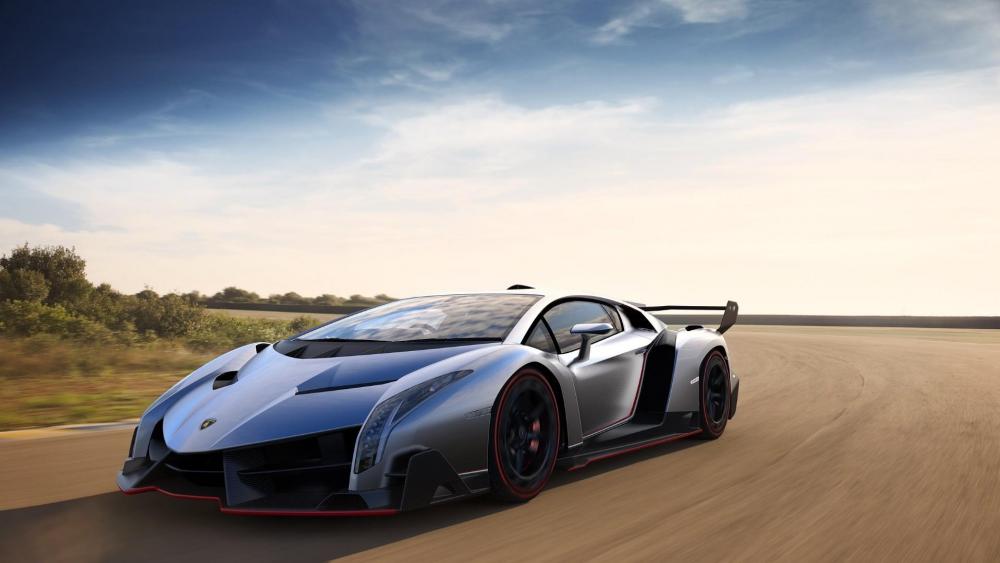 Lamborghini Veneno High-Speed Dreamcar on Open Road wallpaper