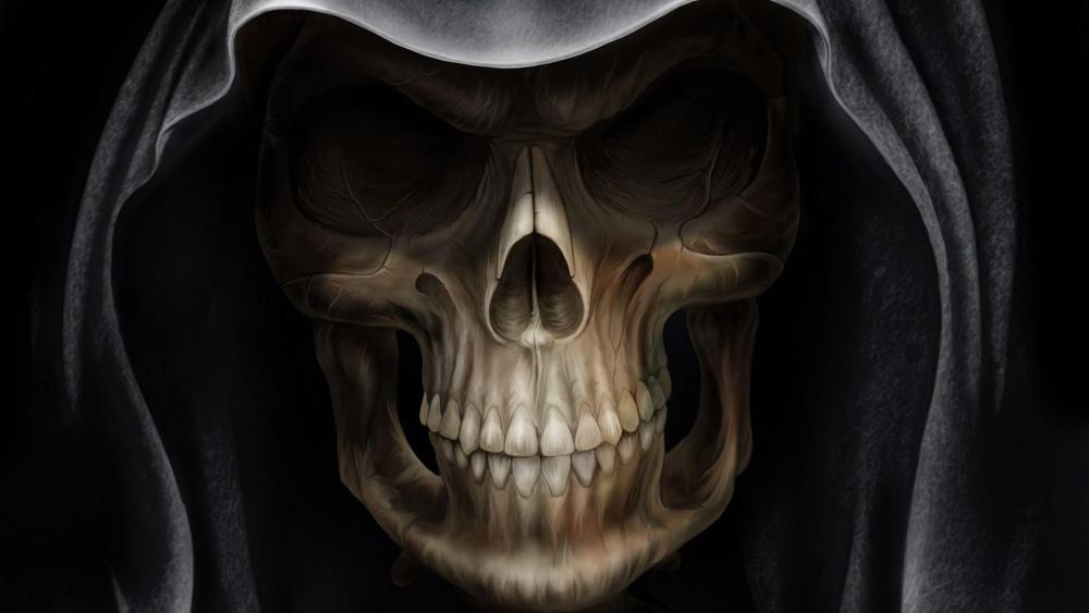 Eerie Skull Enshrouded in Darkness wallpaper