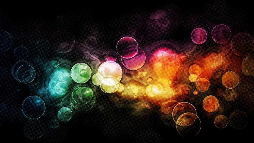 Glowing Orbs of Light in Colorful Abyss wallpaper