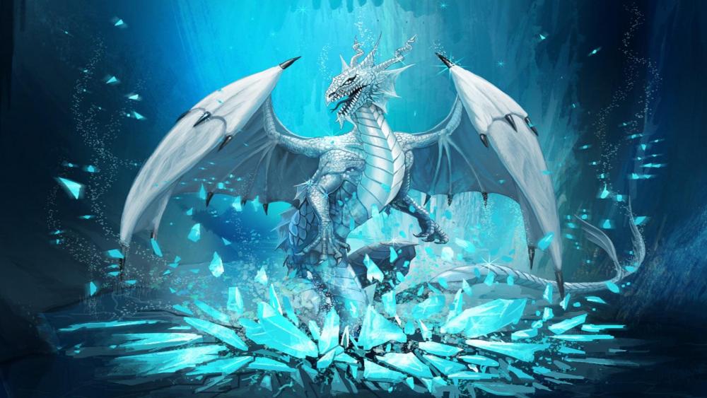 Majestic Ice Dragon Emergence wallpaper