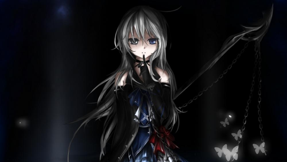 Mysterious Anime Girl in Shadows wallpaper