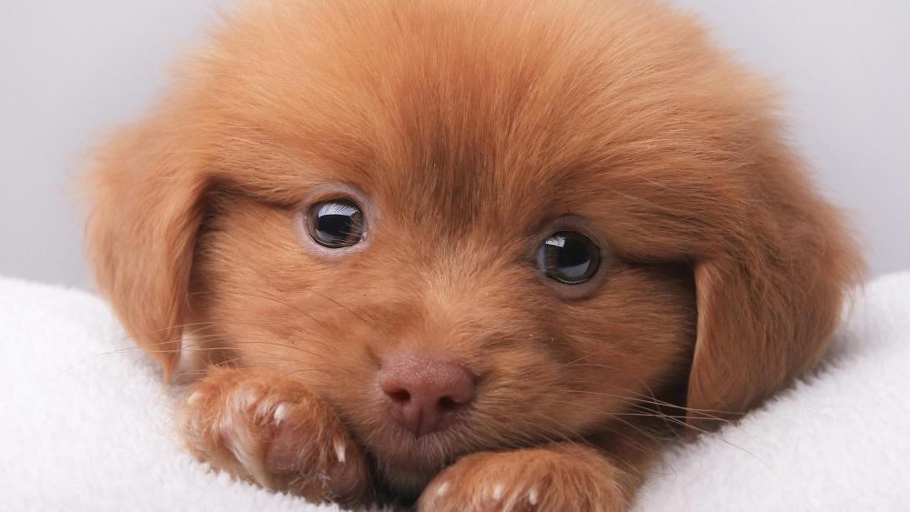 Adorable Puppy Gazing with Innocence wallpaper