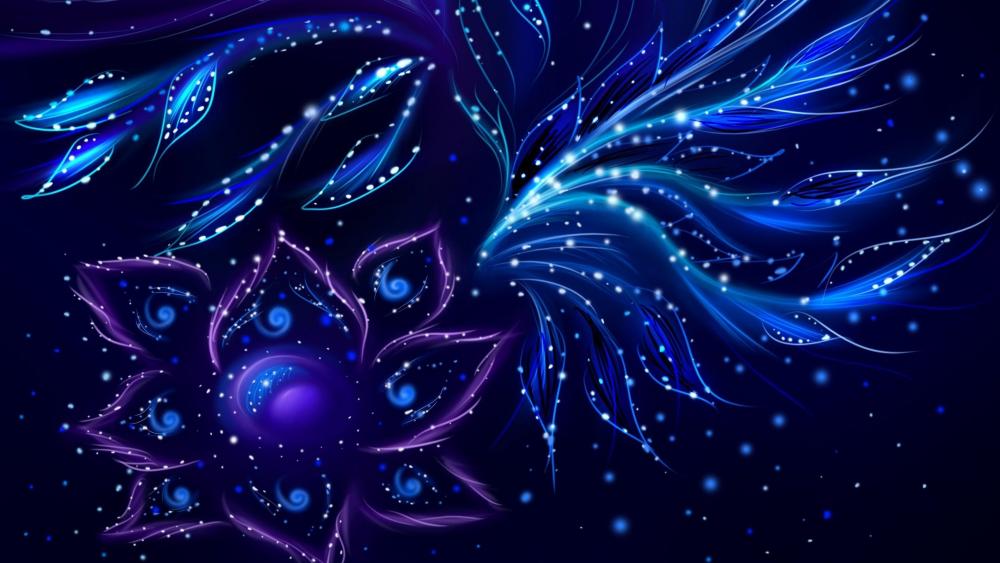 Luminous Floral Waves in Digital Ocean wallpaper