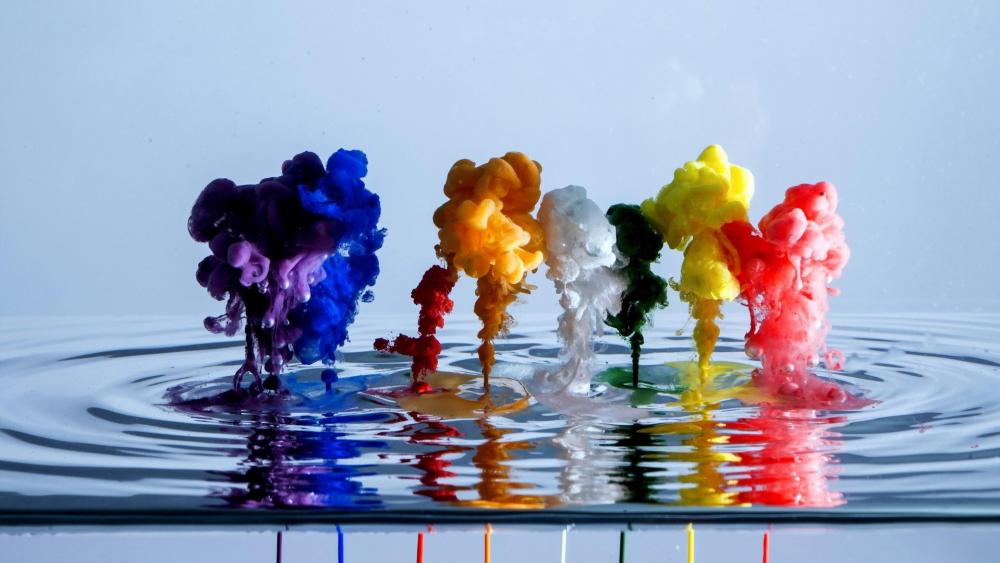 Spectrum Dance on Water Reflection wallpaper
