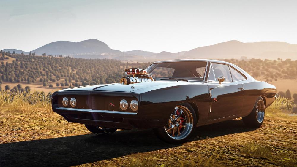Classic Dodge R/T Basking in Golden Sunset wallpaper