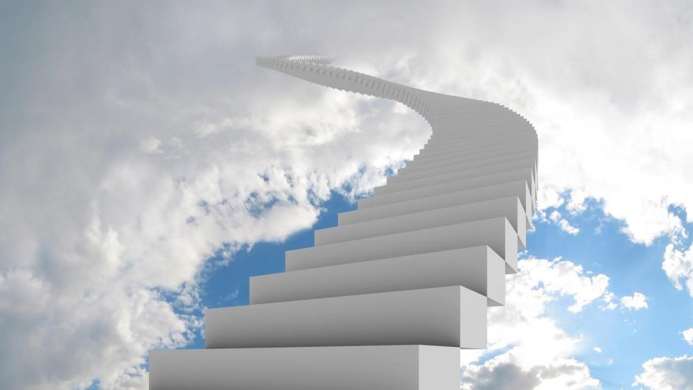 Stairway to Heaven Amidst Clouds wallpaper