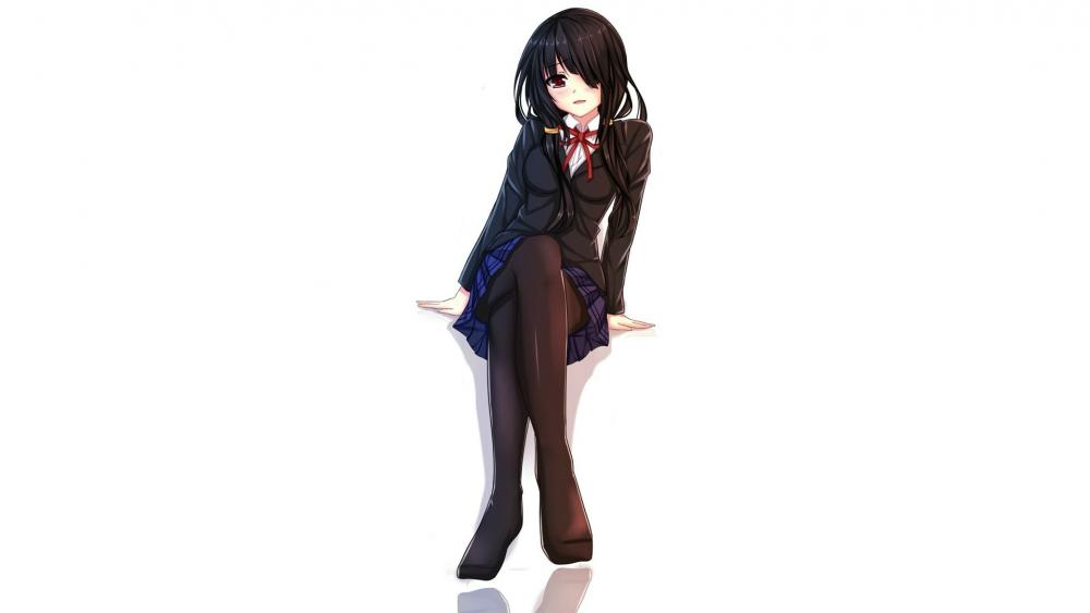 Elegant Anime Girl in School Uniform wallpaper