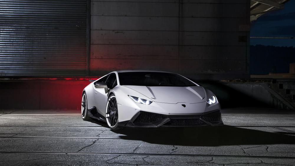 Sleek Lamborghini Under Night Lights wallpaper