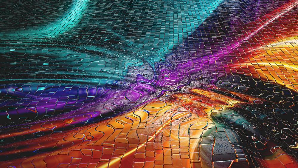 Spectrum Surge in Fluid Mosaic wallpaper