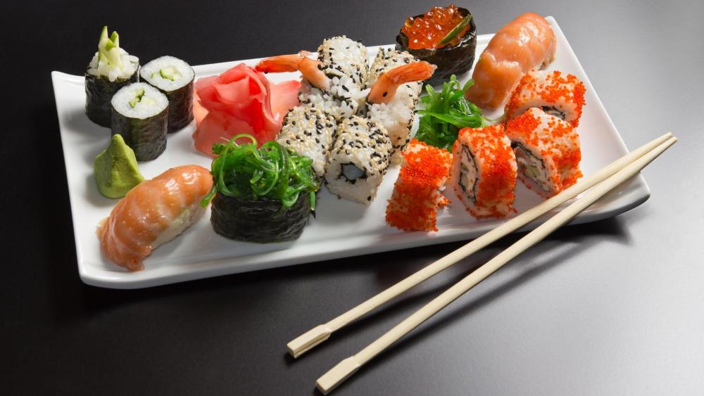 Delicious Sushi Platter in 4K wallpaper