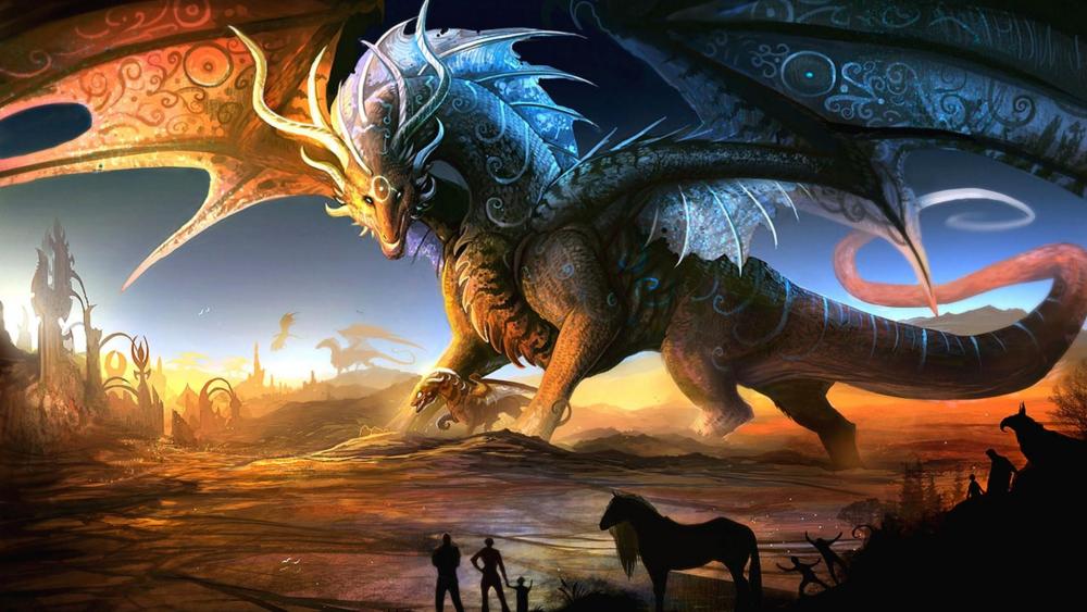 Majestic Dragon at Dusk wallpaper