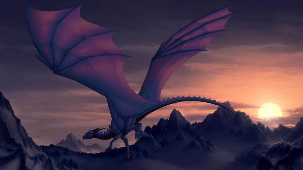 Majestic Dragon Flight at Dusk wallpaper