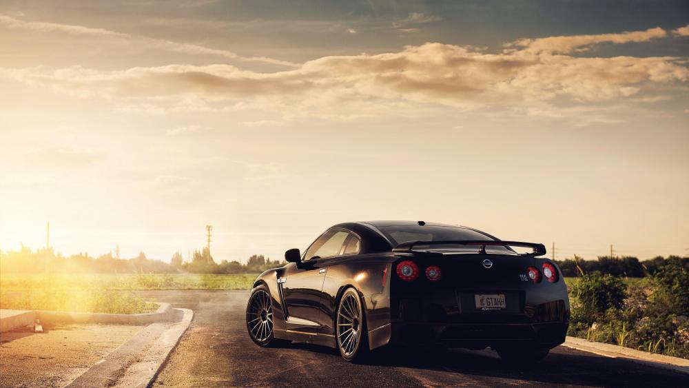 Sunset Drive with Nissan GT-R R35 wallpaper