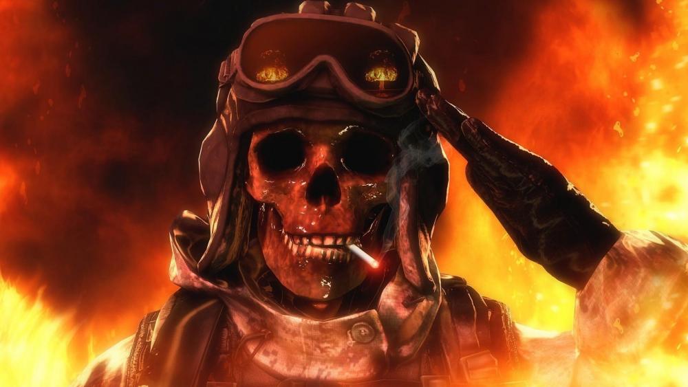 Fiery Skull Soldier's Last Stand wallpaper