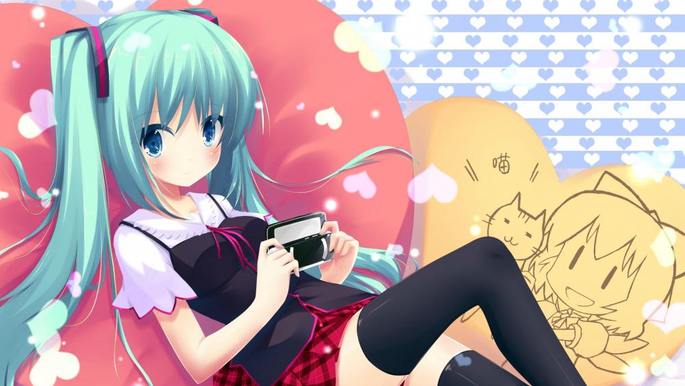 Anime Gamer Girl in a Colorful World wallpaper