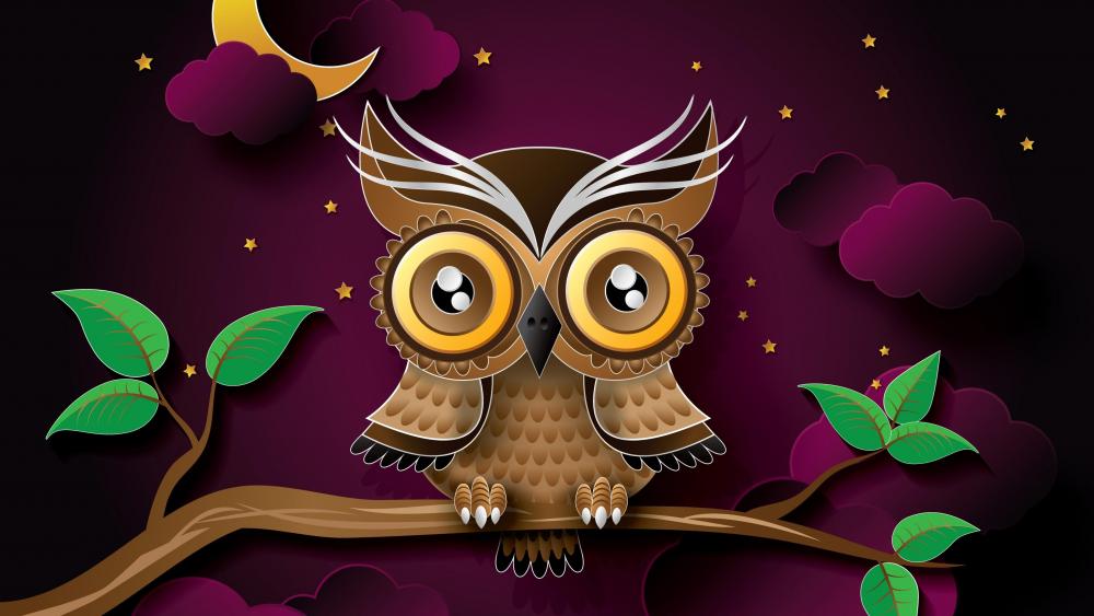 Enchanted Nighttime Owl Encounter wallpaper