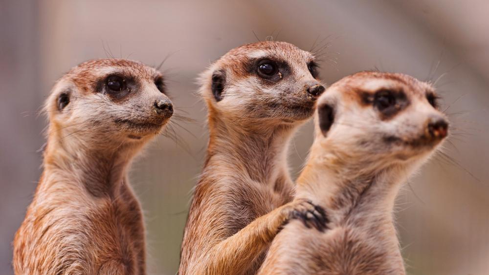 Adorable Trio of Suricates United wallpaper