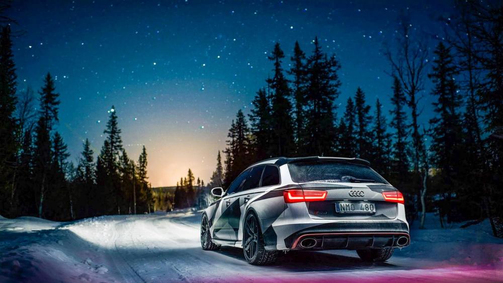 Audi RS6 under a Starlit Winter Sky wallpaper