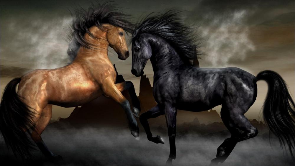 Majestic Dance of the Wild Horses wallpaper