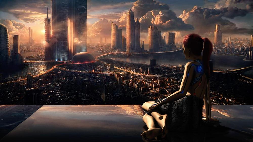 Serene View of a Future Metropolis wallpaper