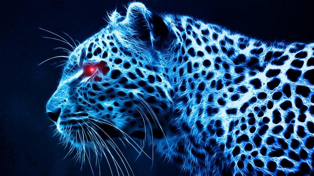 Electric Leopard with a Crimson Gaze wallpaper