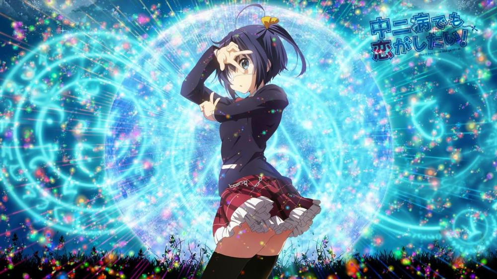 Enigmatic Anime Girl Amidst Luminous Magic wallpaper