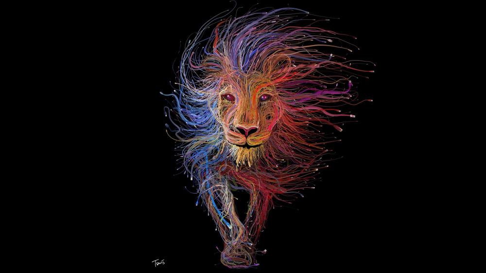 Electric Mane Lion Abstraction wallpaper